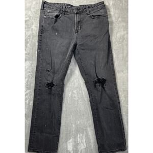 Aeropostole Black Jeans Mens 34x32 Straight Distressed Preppy Academia Americana